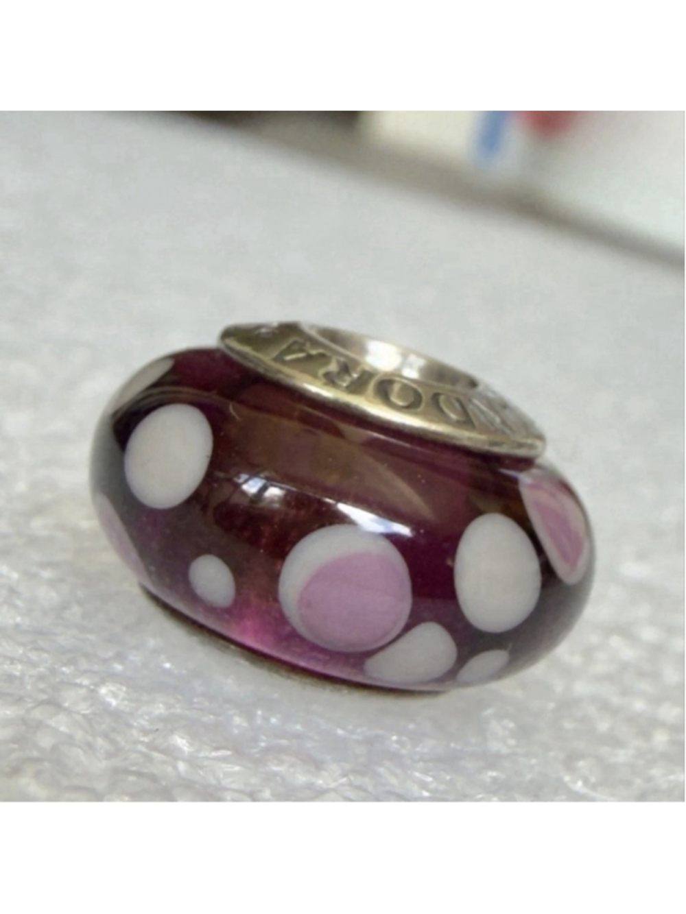 Pandora Sterling Silver 925 Purple Bubbles Murano Glass Charm - 790693 - Picture 2 of 7